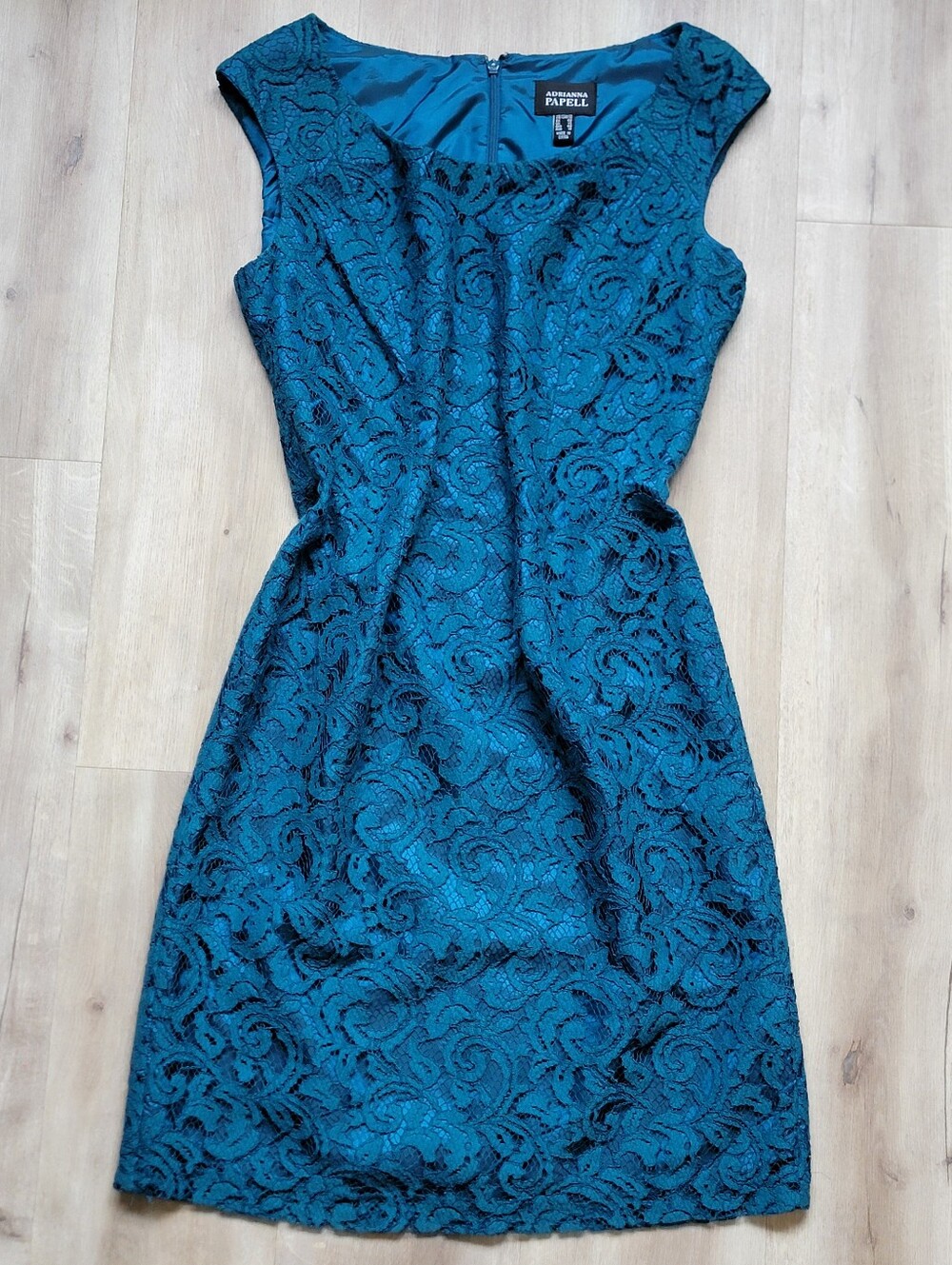 Adrianna Papell Teal Lace Midi Dress